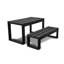 Újrahasznosított Asztal Háromrészes / 150 cm x 80 cm x 80 cm + 150 cm x 50 cm x 45 cm Fekete