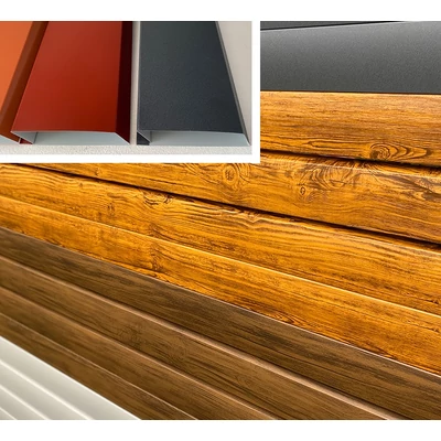 Zárt trapézlemez kerítésléc Famintás Aranytölgy 200 cm -12 cm